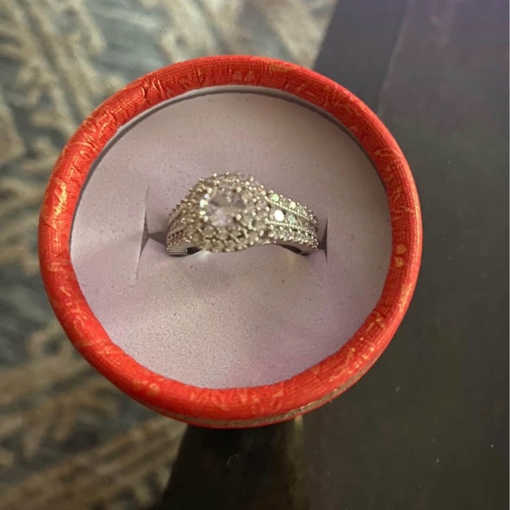 Double Halo 925 Sterling Silver Engagement Ring